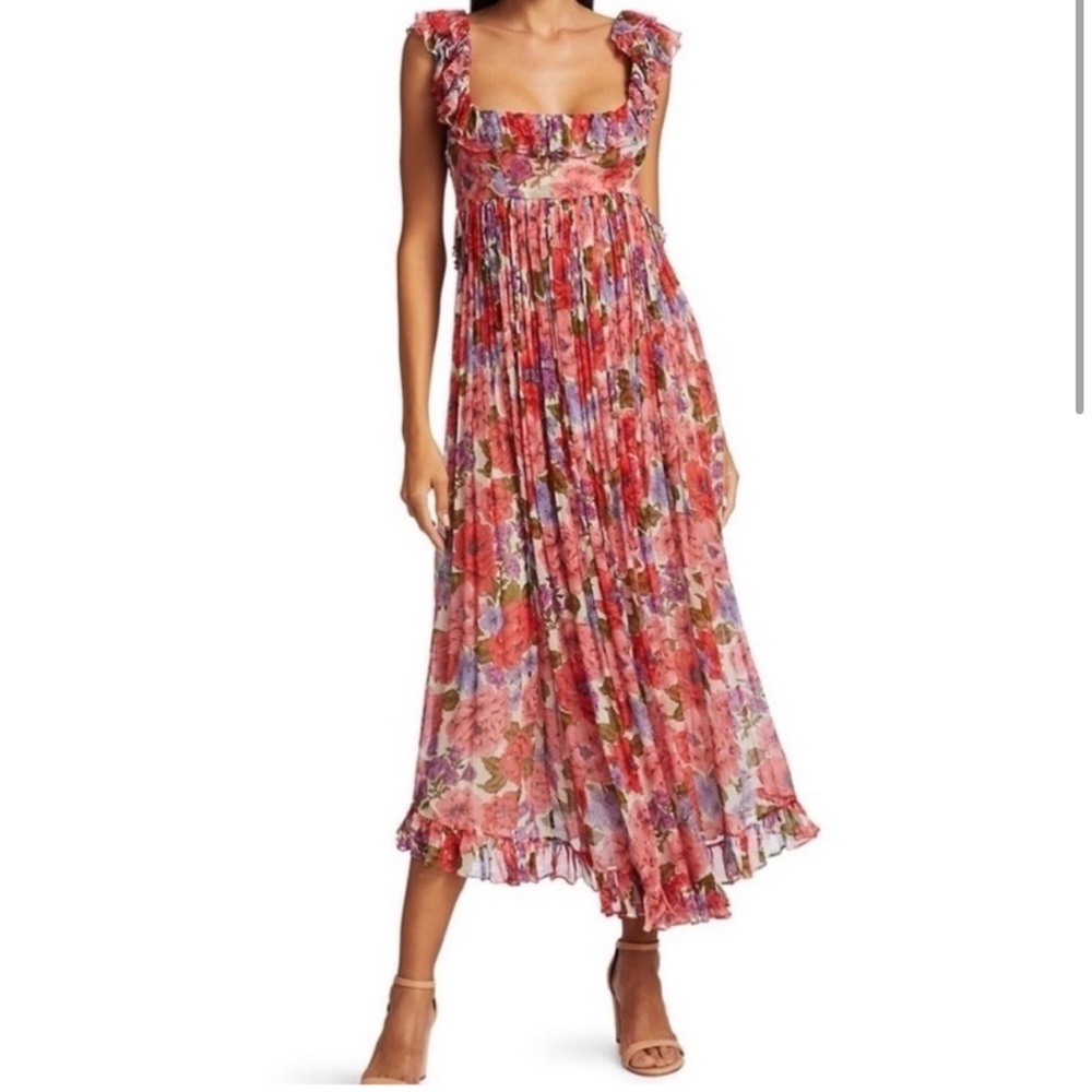 NWT Zimmerman Poppy Ruffled Floral-print Silk Dress size 0